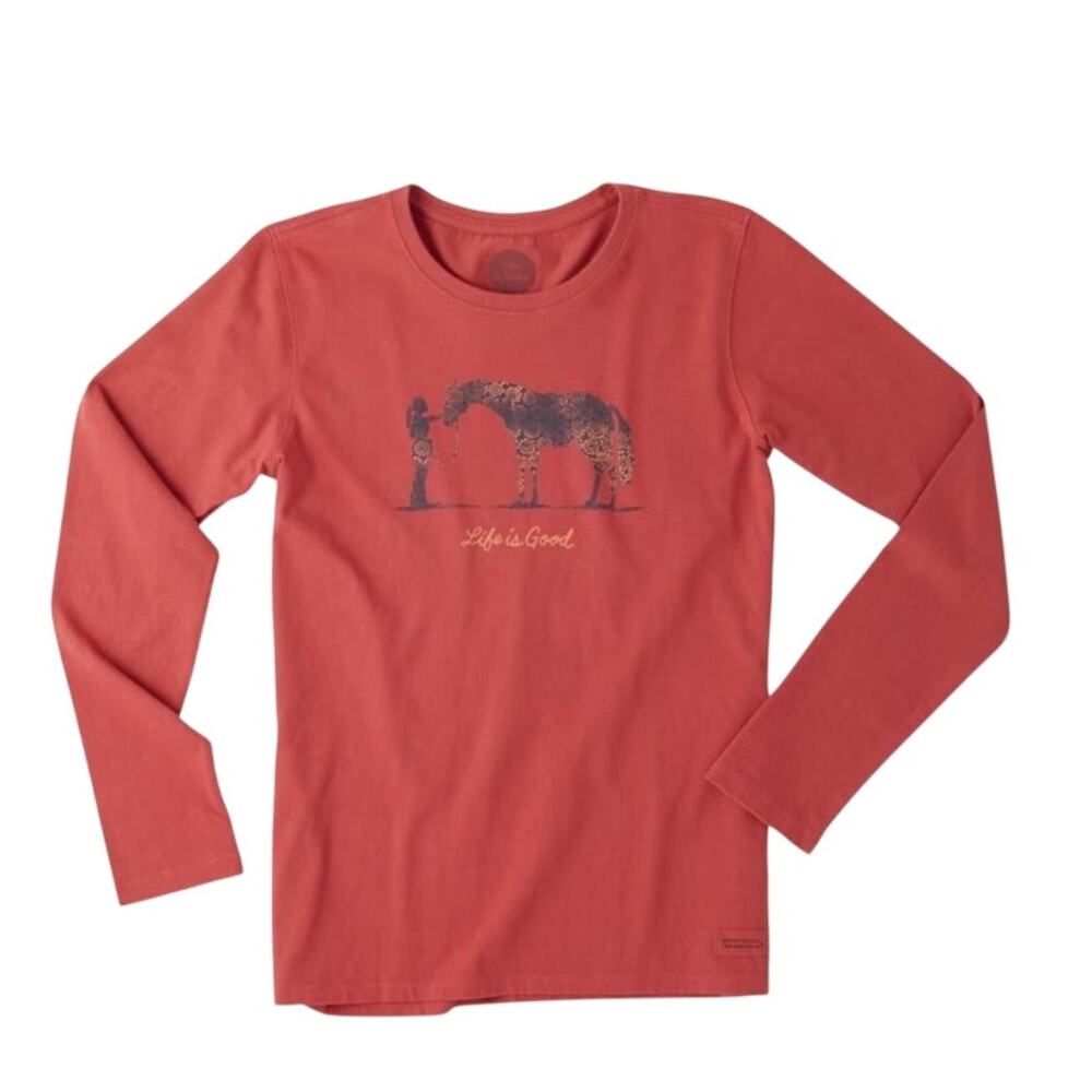 Life Is Good Long Sleeved Classic Fit Red Horse Tee Sz Medium